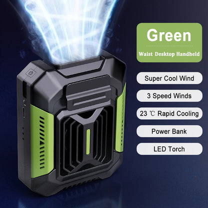 Portable Waist Fan, Shirt Fan Rechargeable Speed Powerful Belt Fan with RPM Personal Cool Clip Fan